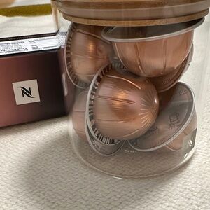 Nespresso Glass Storage Jar with Bamboo Lid NWT
